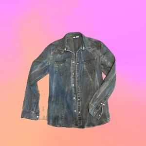 Divided womens denim button down shirt